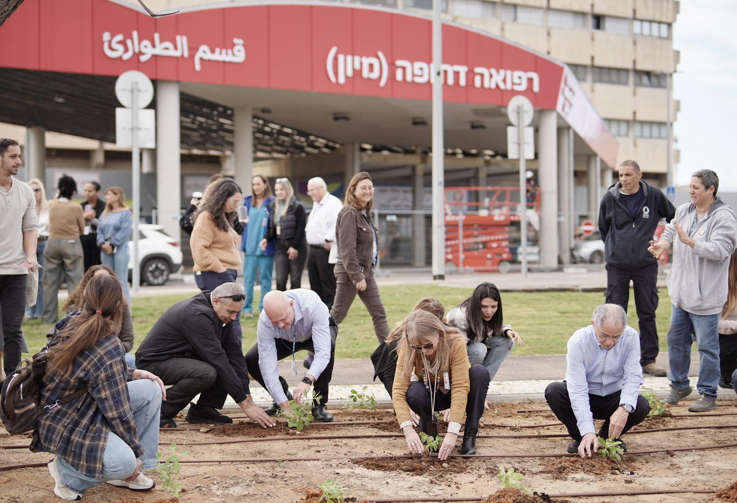 Tree planting at the entrance to the current Emergency Department, next to the future Emergency Department - Hillel Yaffe Medical Center